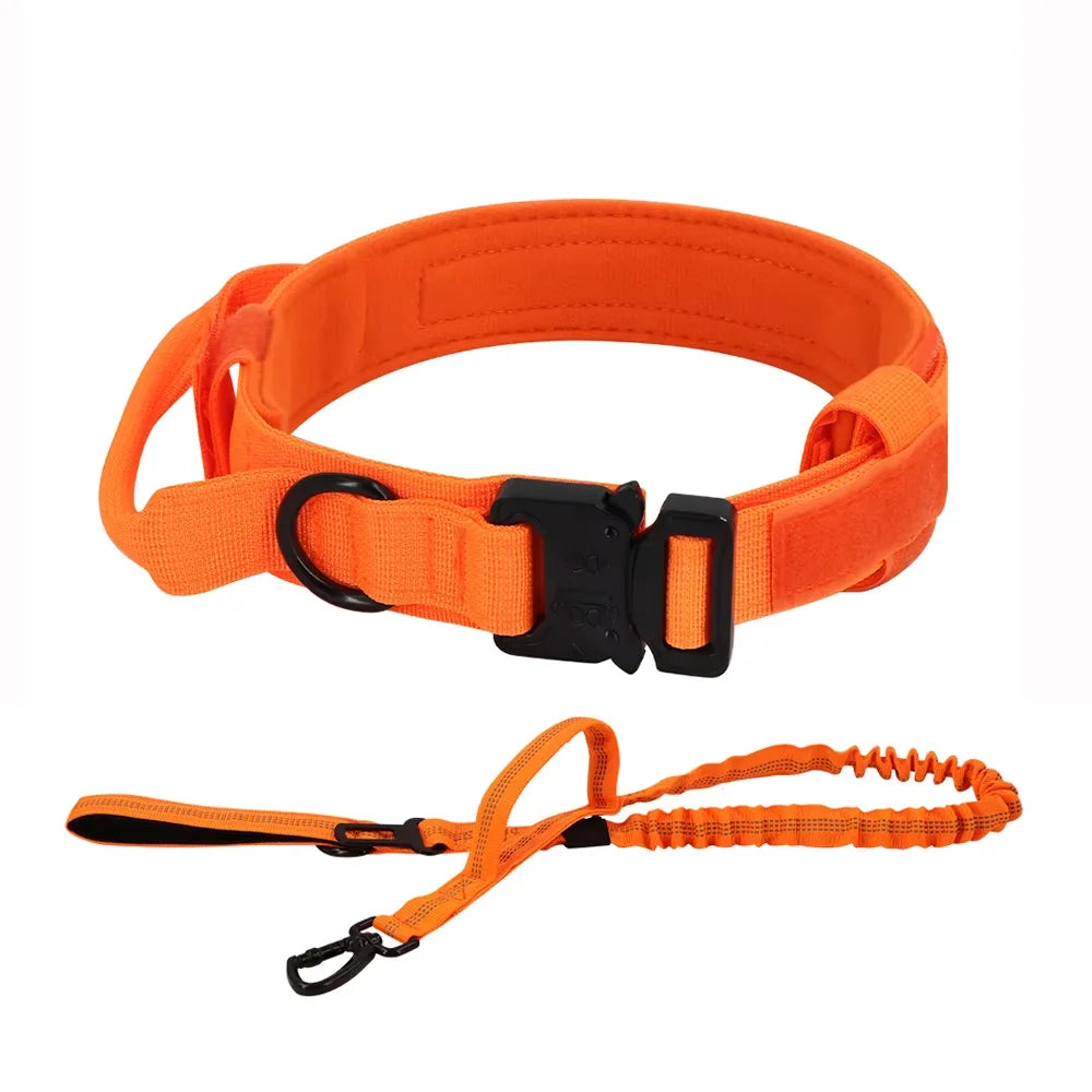 Adjustable Tactical Dog Training Collar And Leash Set with Control Handle Lead Collar