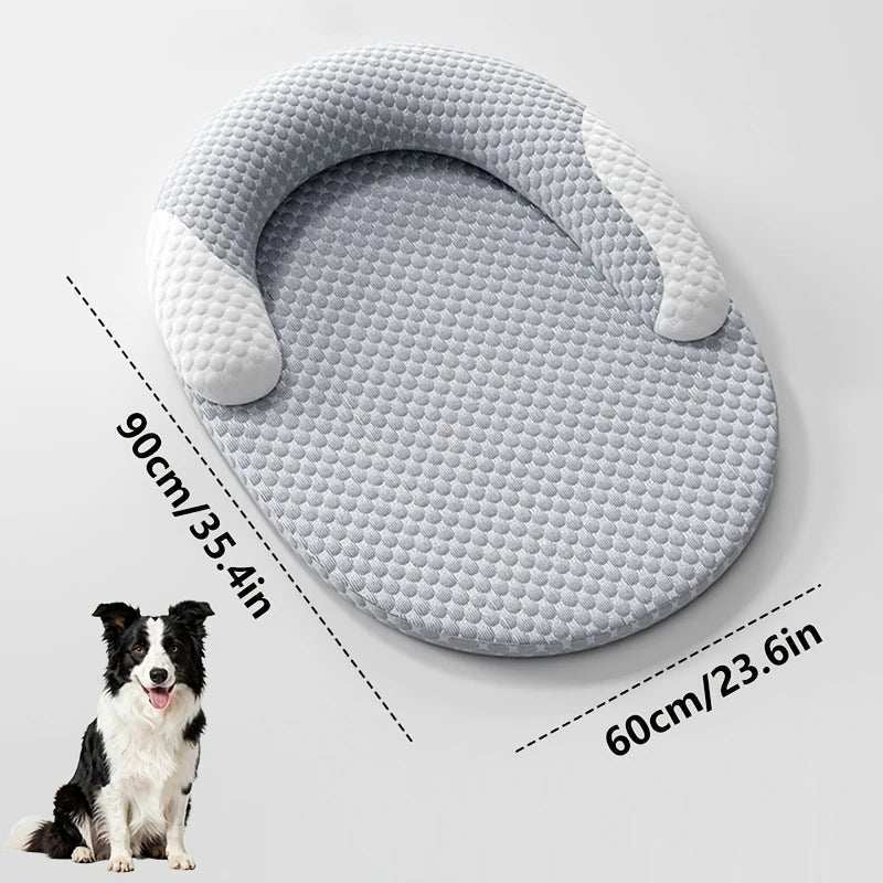 Summer Ice Silk Cooling Dog Bed Oval Breathable Heat Dissipation Pet Mat Nest Cooling Pad