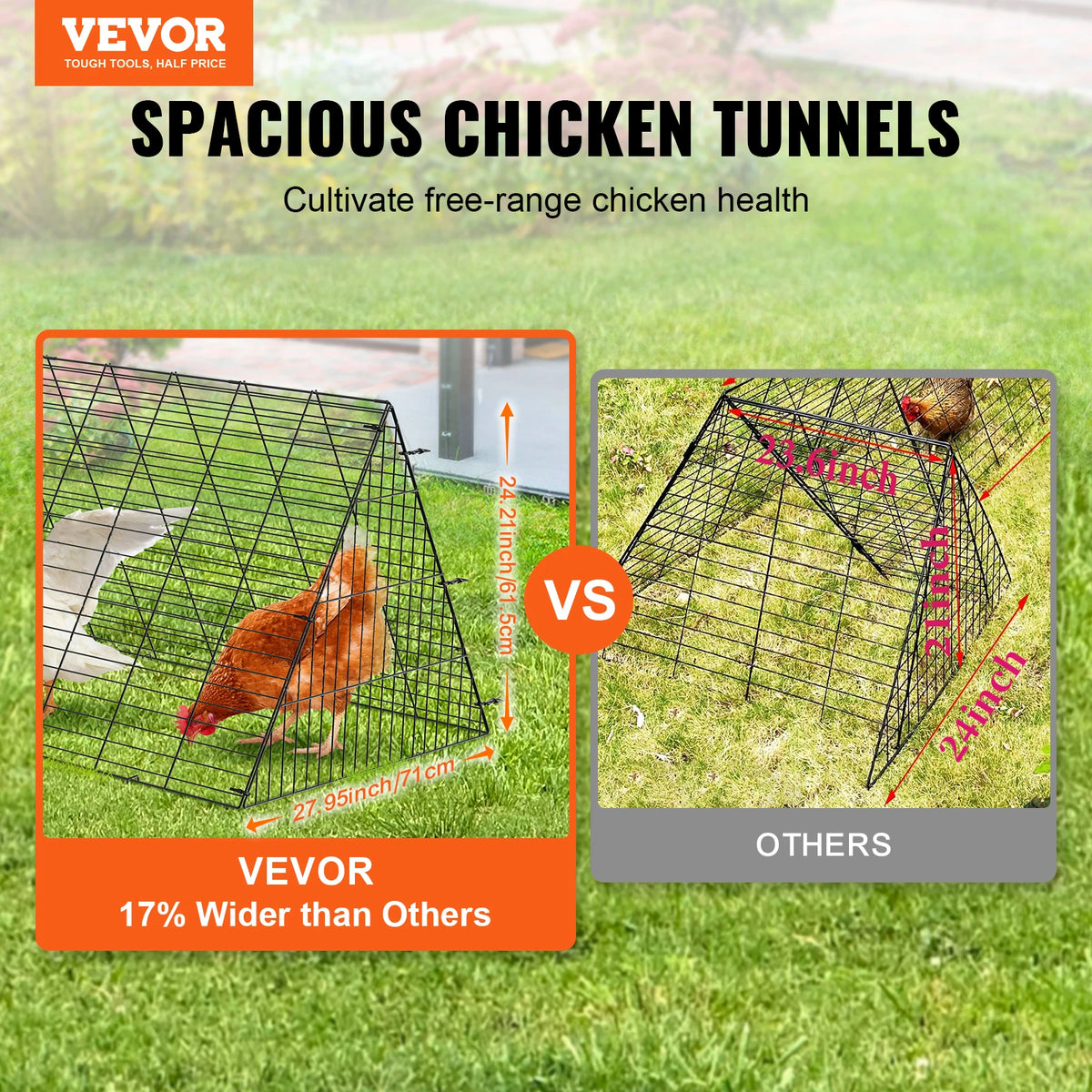 SucceBuy Portable Chicken Tunnels 157.5 x 39.4 x 24.2 in(LxWxH)