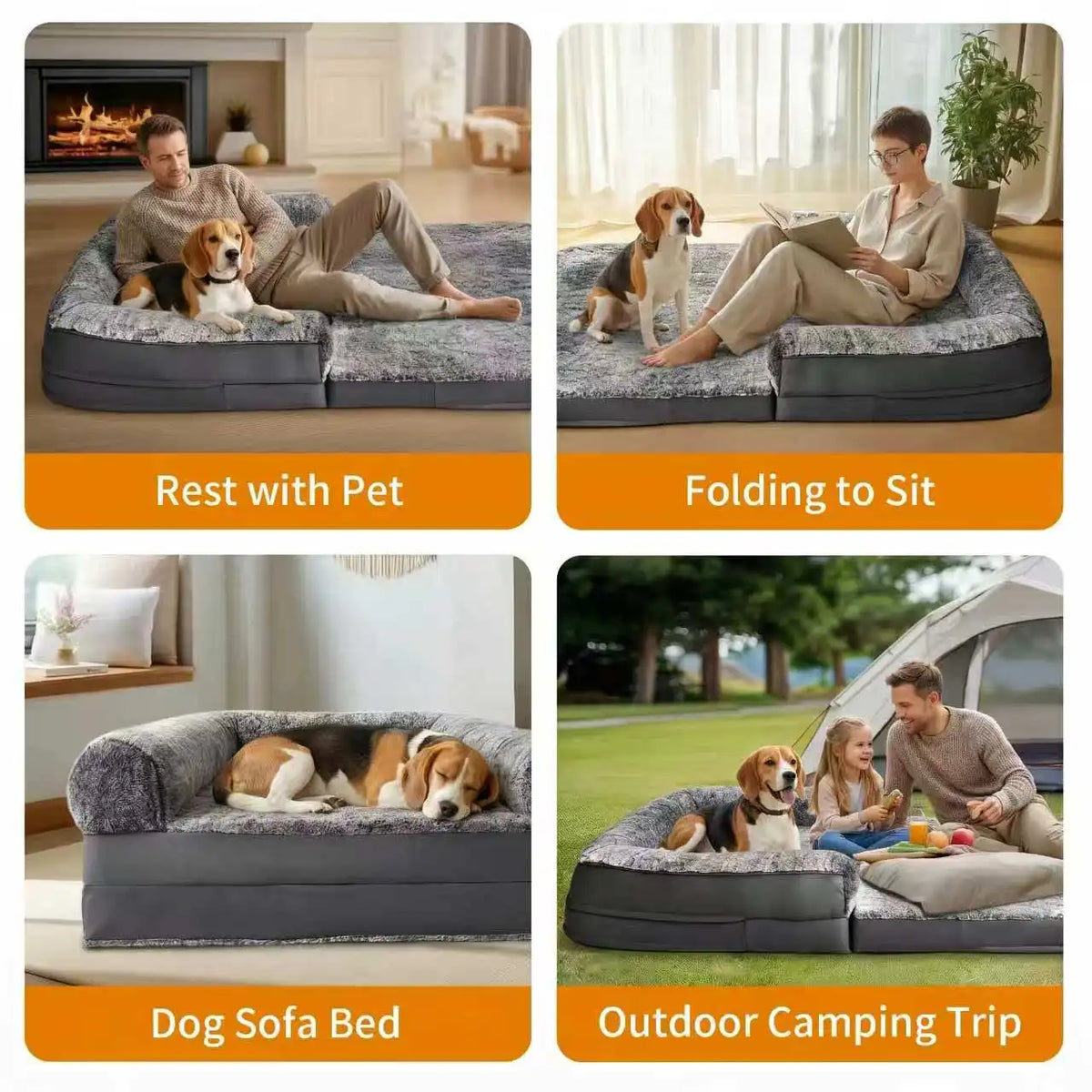 Bingopaw Human Size Dog Bed for Adults & Pets with Scratch-Proof PU Leather Edge, High Density Foam with Washable Cover