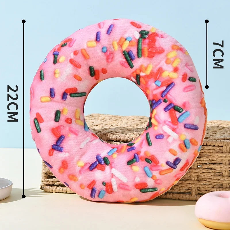 New Plush Dog Toy Doughnut Pizza Squeaky Toys