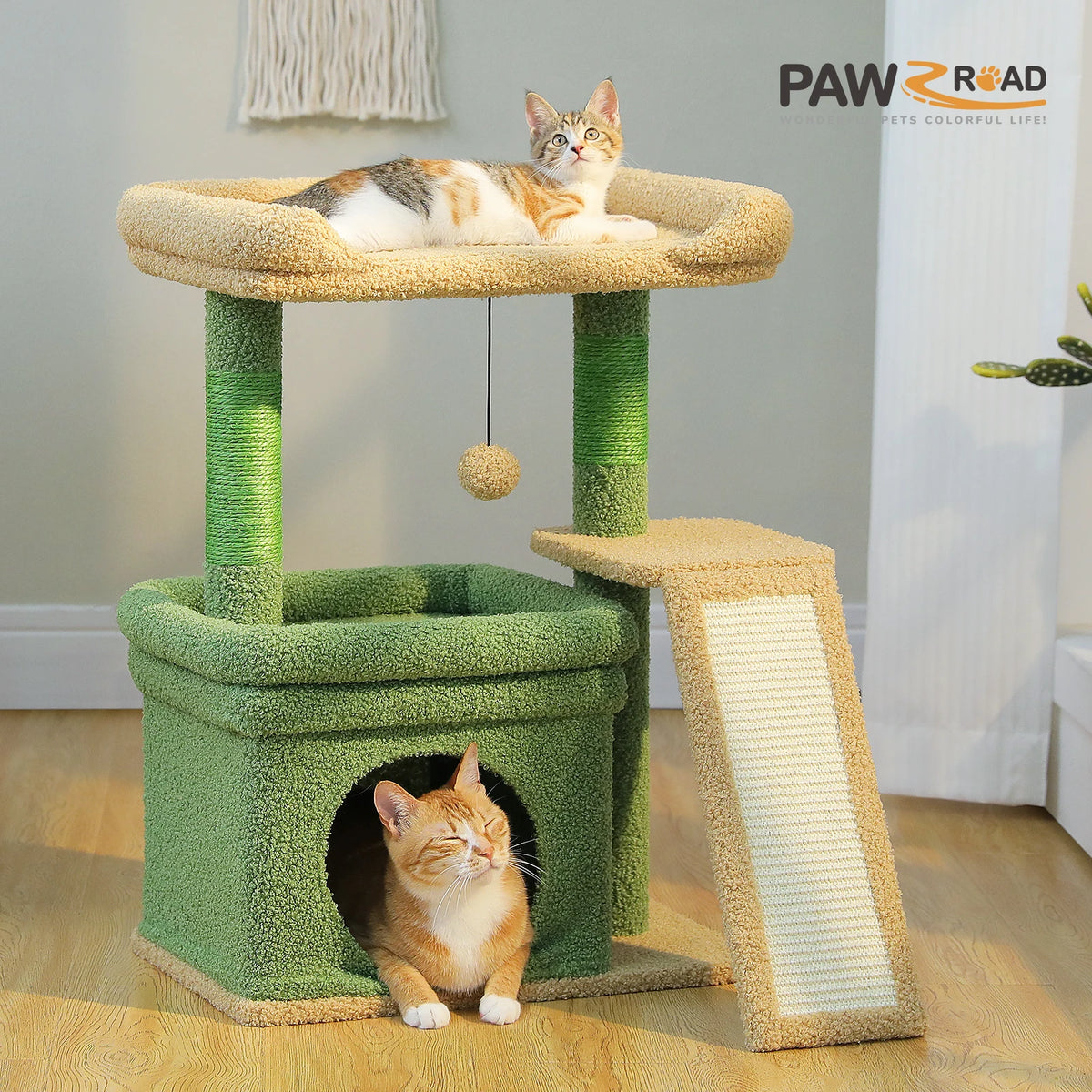 Small Cat Tree Tower with Sisal Scratching Post and Pad for Indoor Cat