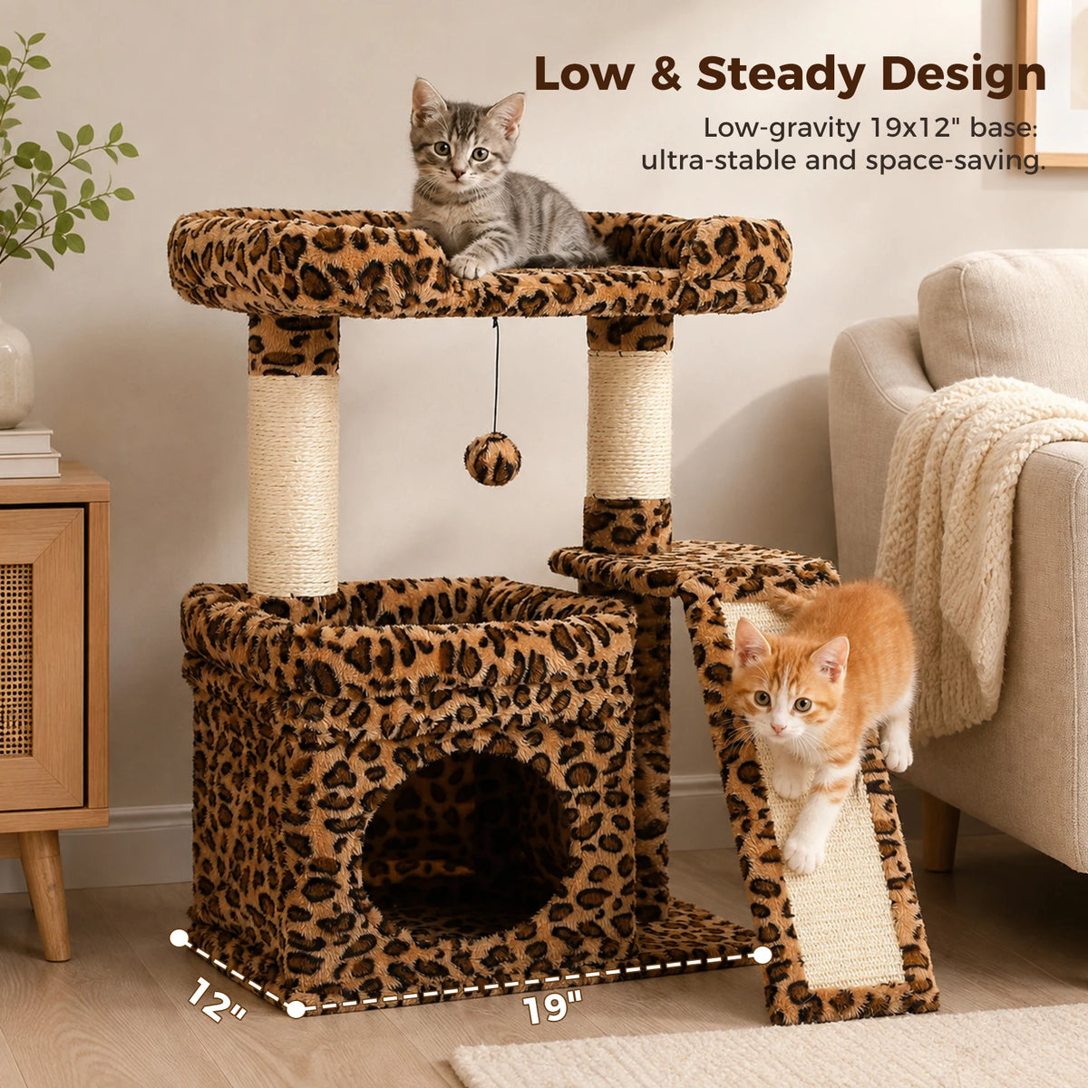 Small Cat Tree Tower with Sisal Scratching Post and Pad for Indoor Cat