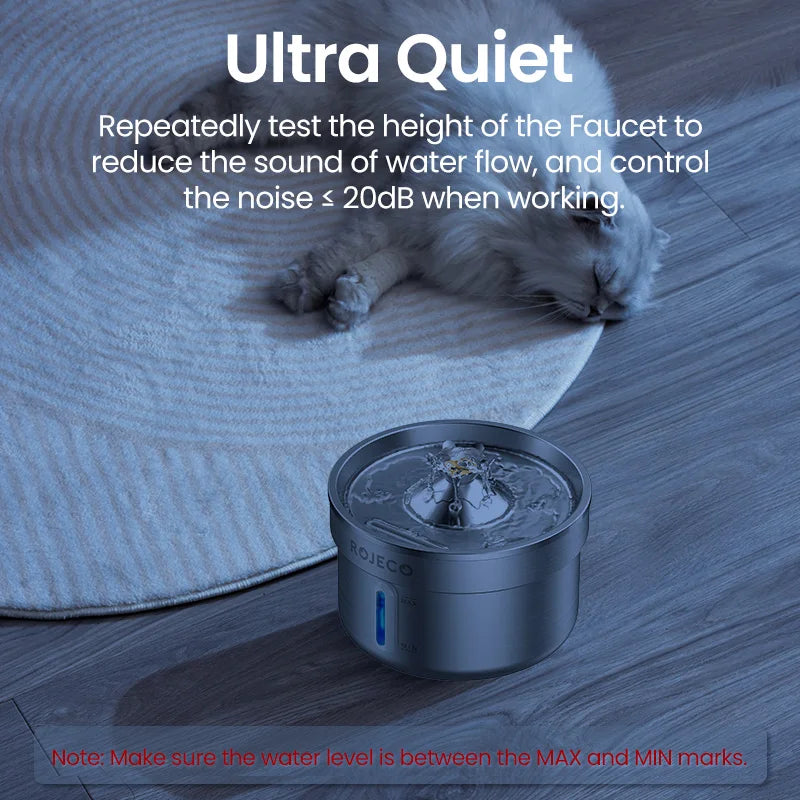 ROJECO Stainless Steel Pet Drinking Fountain Automatic Water Fountain Smart Pet Water Dispenser