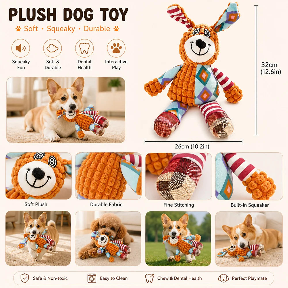 Pet Plush Toy with Squeaker for Dogs & Puppies