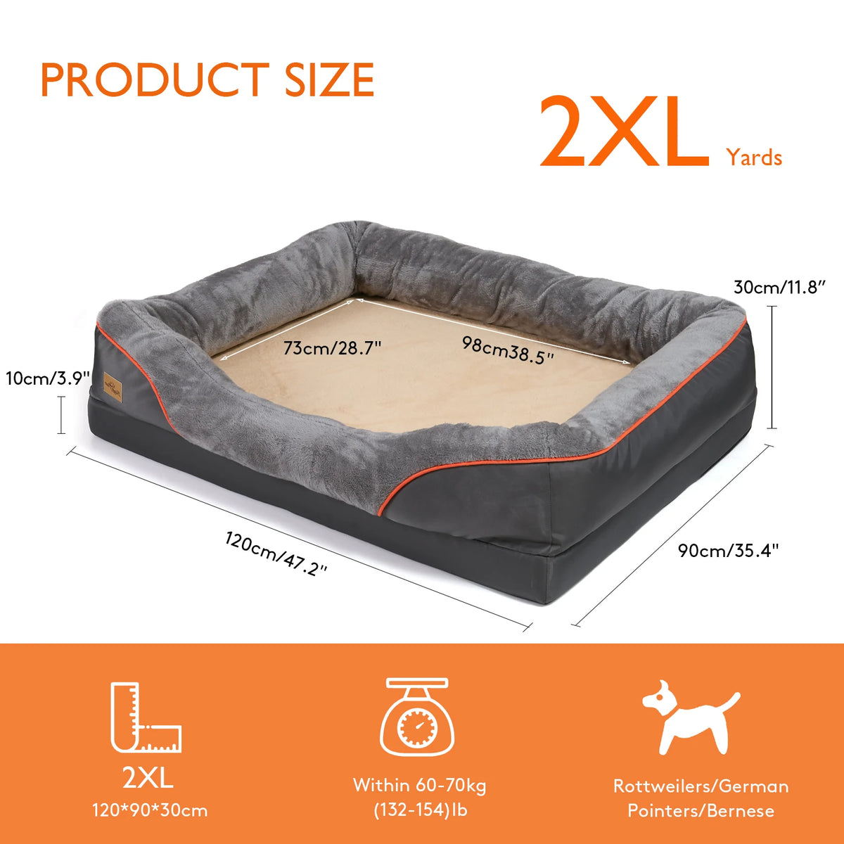 Large Soft Comfortable Dog Bed With Removable Warm Fleece and Washable Cover