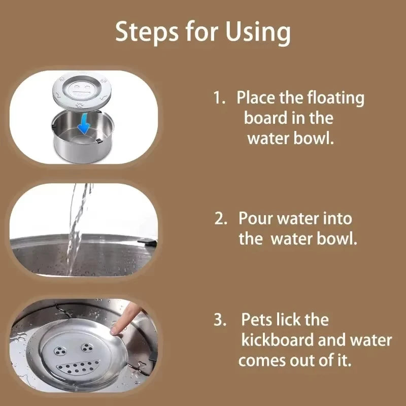 Big Capacity Stainless Steel Dog Floating Bowl/No Spill Anti-Splash Dog Water Dispenser