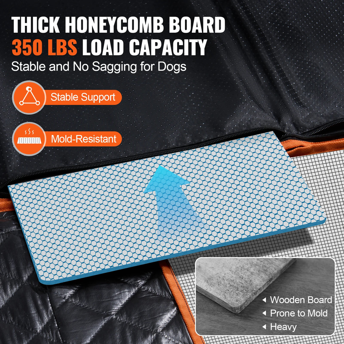 SucceBuy Back Seat Extender Car Seat Cover for Back Seat Bed with Mesh Window and Storage Pocket Supports up to 350lbs