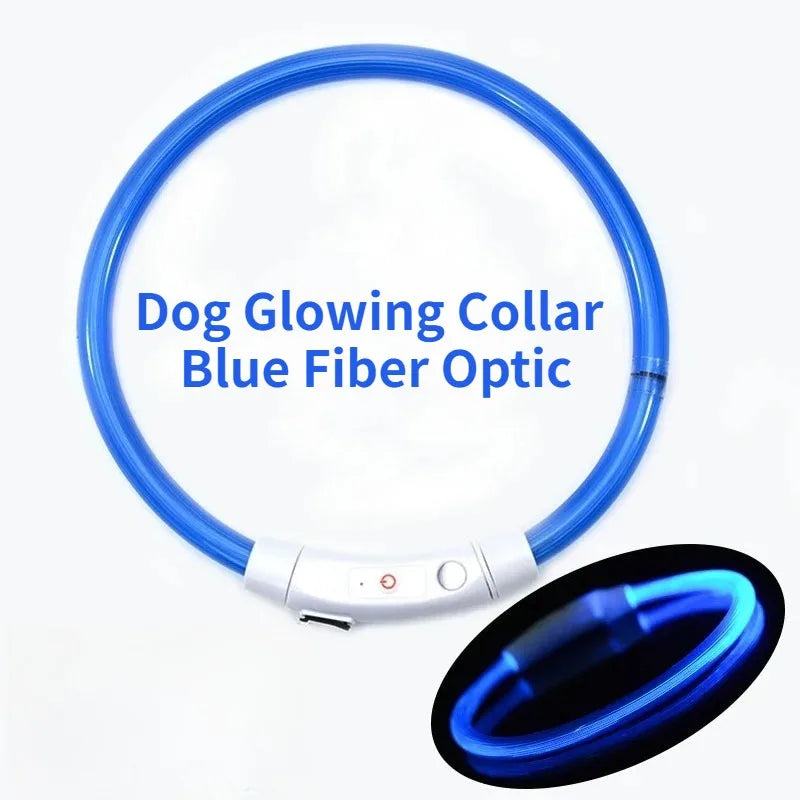 Rechargeable Fiber Optic Night Glow Dog Collar for Enhanced Visability