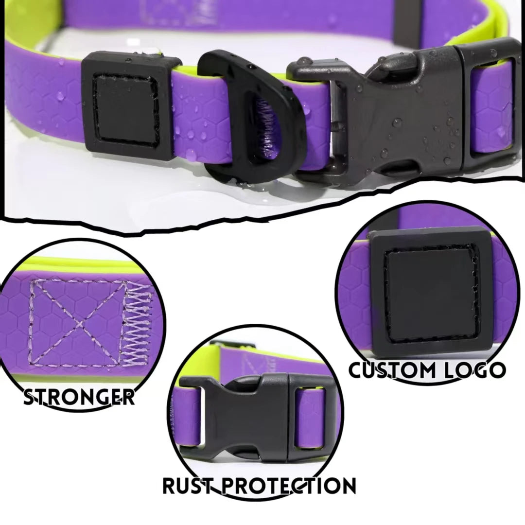 Two‑Tone Waterproof PVC Dog Collar Leash Set with Quick Release Buckle