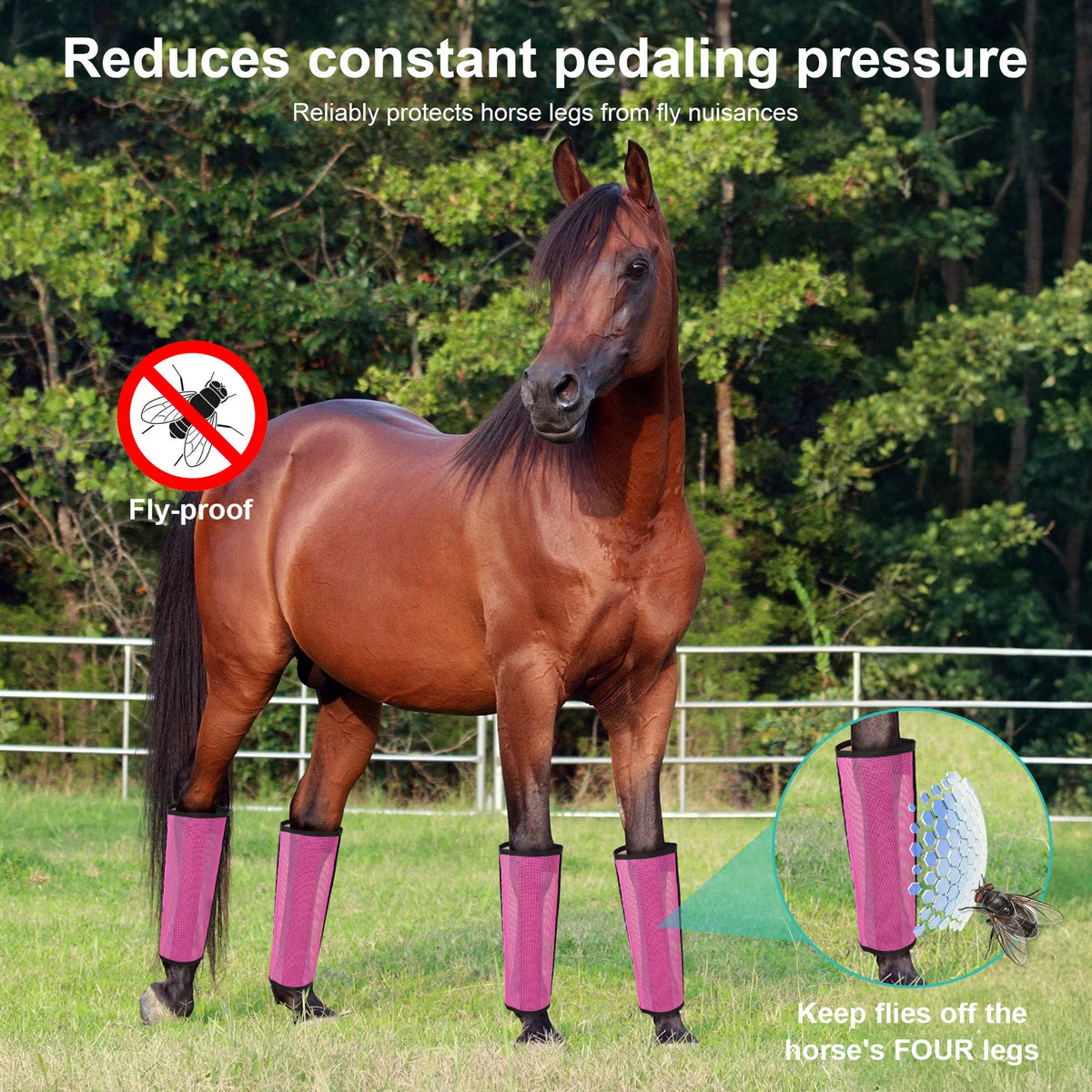 Set of 4 Horse Foot Protective Cover Breathable Mesh Horse Boots Mesh Fly Boots for Horse for Preventing Flies Mosquitoes Bite