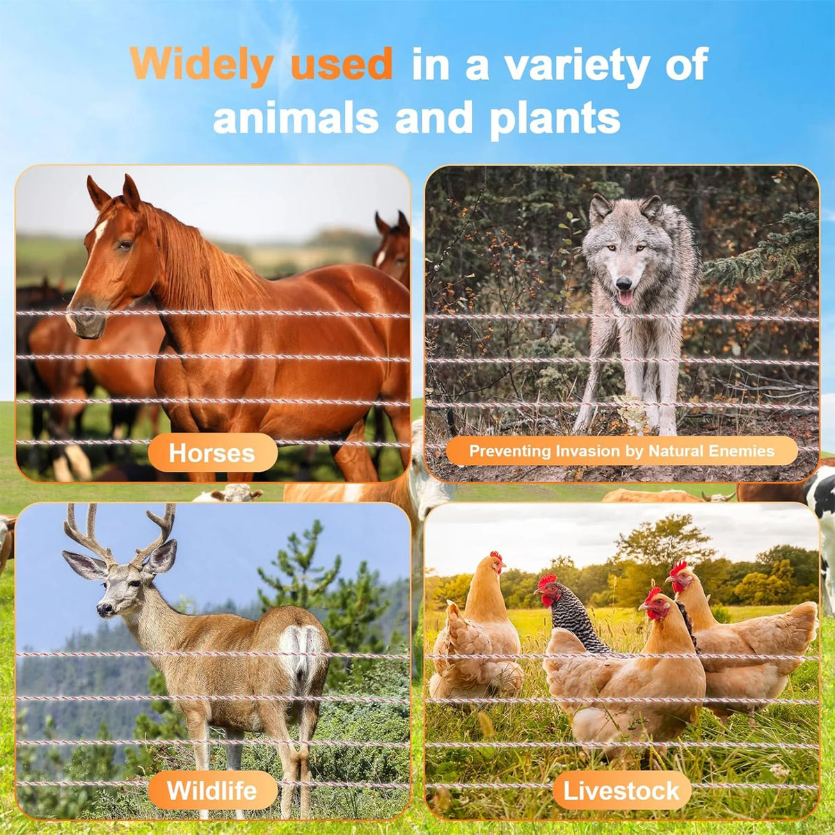 Solar Electric Fence Charger 4 Gear 6/8/10/12KV Adjustable 1.5 J for Farm Livestock - Whiskersnwigglesshop