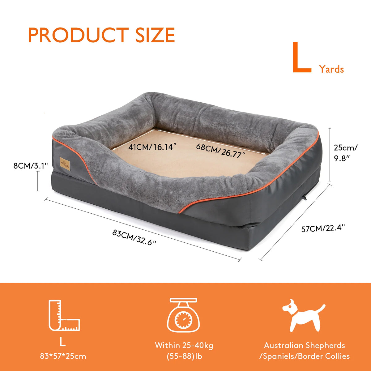 Large Soft Comfortable Dog Bed With Removable Warm Fleece and Washable Cover