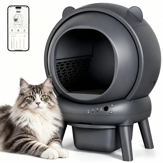 Cumrige Automatic Self-Cleaning Cat Litter Box with Smart App Control and Safety Sensors for Multiple Cats Household - Whiskersnwigglesshop