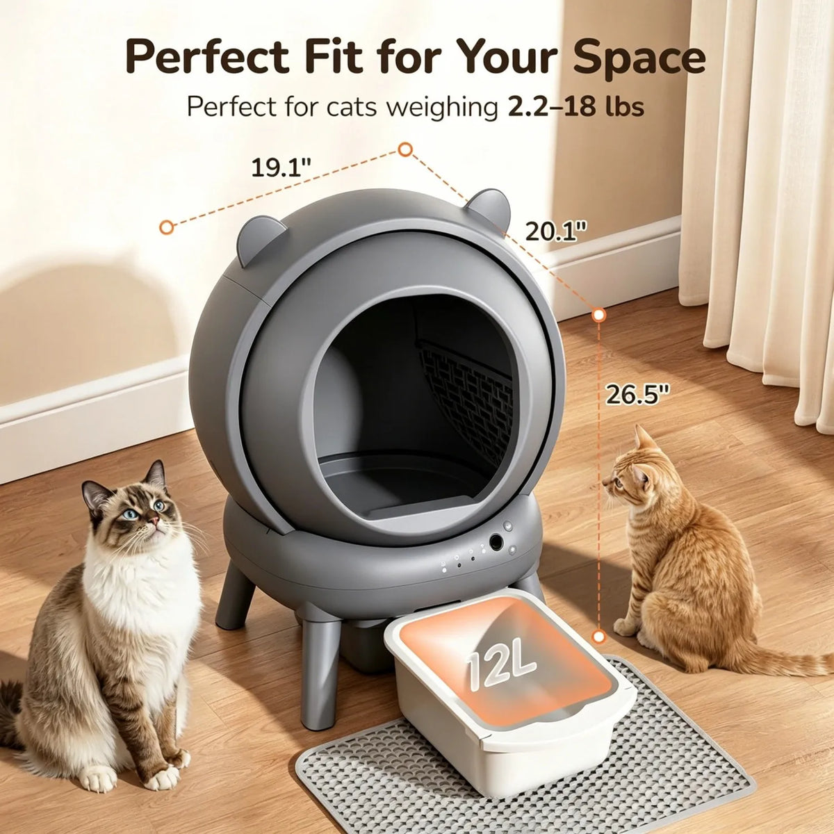 Cumrige Automatic Self-Cleaning Cat Litter Box with Smart App Control and Safety Sensors for Multiple Cats Household - Whiskersnwigglesshop