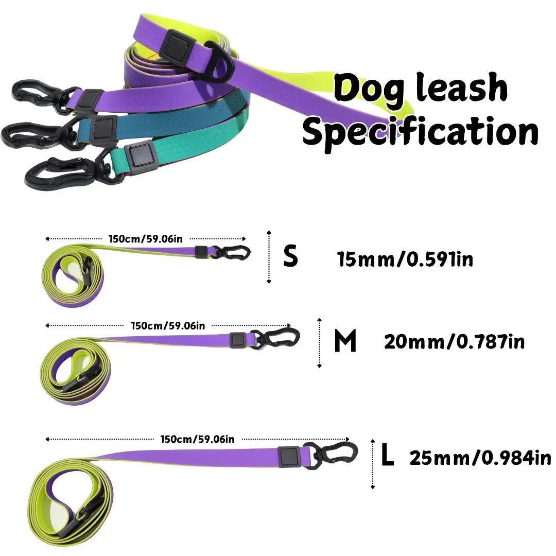 Two‑Tone Waterproof PVC Dog Collar Leash Set with Quick Release Buckle
