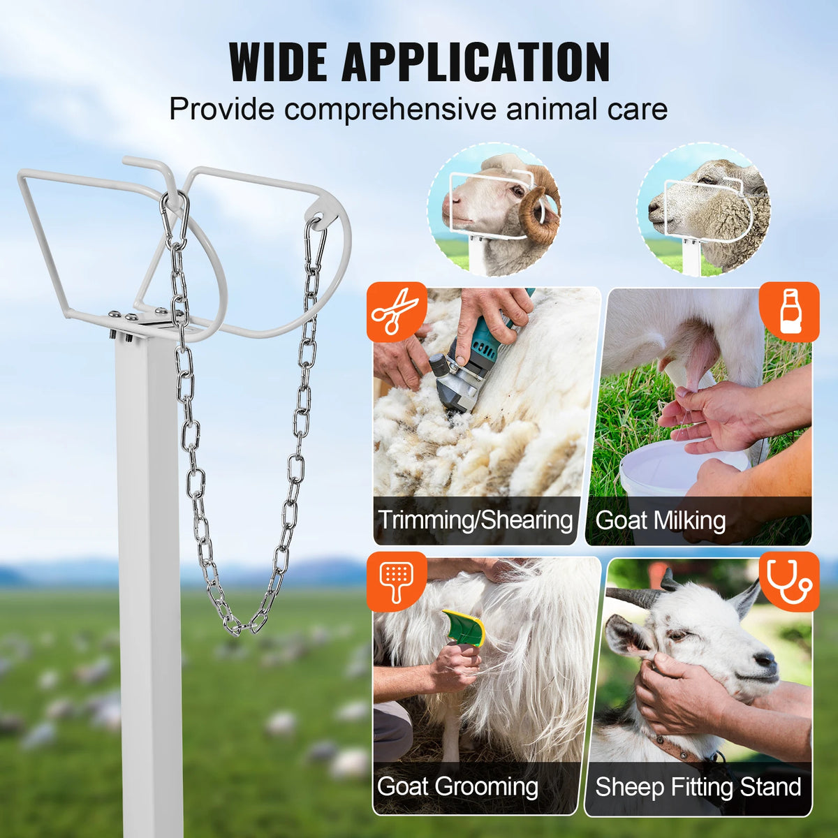 Goat & Sheep Livestock Metal Stand for Milking/Shearing - Stand 21" to 33" Adjustable Height - Whiskersnwigglesshop
