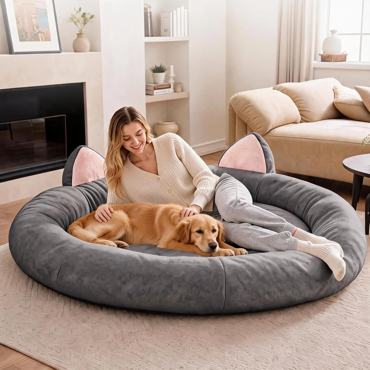 XXL Orthopedic Memory Foam Dog Bed 70x70x9.8in For Large Senior Dog, Waterproof Liner, Washable Cover, and Non-Slip Base