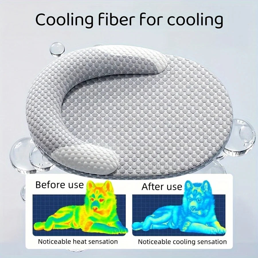 Summer Ice Silk Cooling Dog Bed Oval Breathable Heat Dissipation Pet Mat Nest Cooling Pad