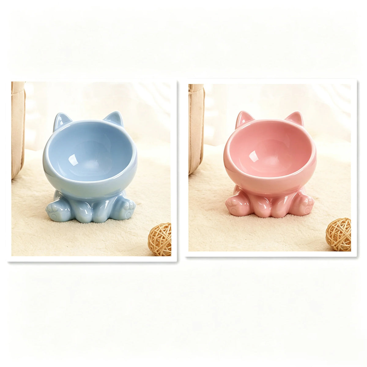Ceramic Cat Food Bowl Neck Guard Oblique Mouth Pet Bowl