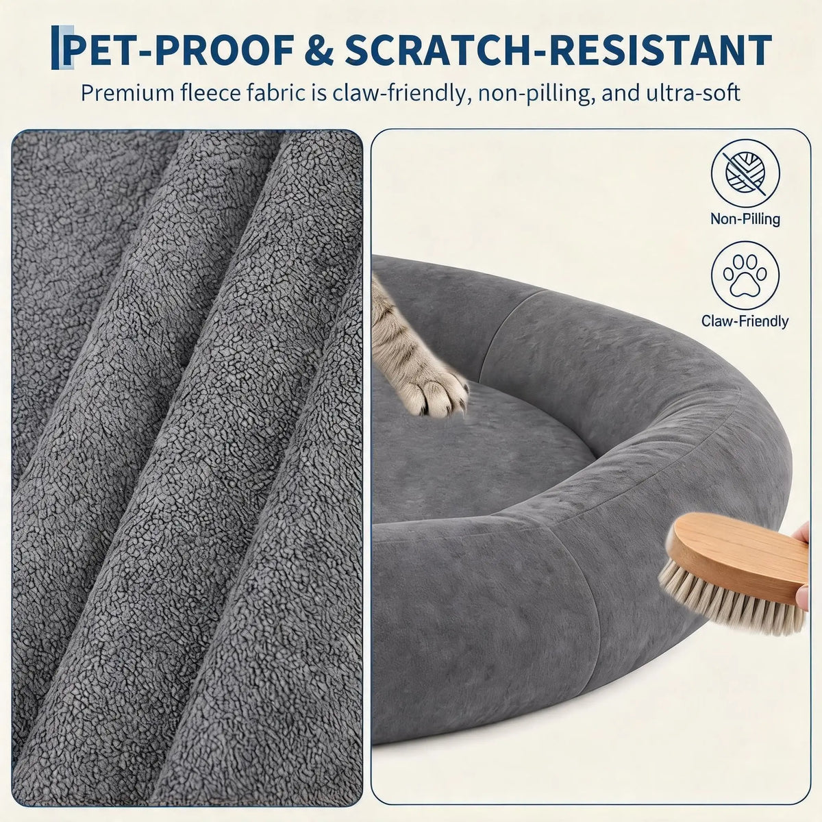 XXL Orthopedic Memory Foam Dog Bed 70x70x9.8in For Large Senior Dog, Waterproof Liner, Washable Cover, and Non-Slip Base