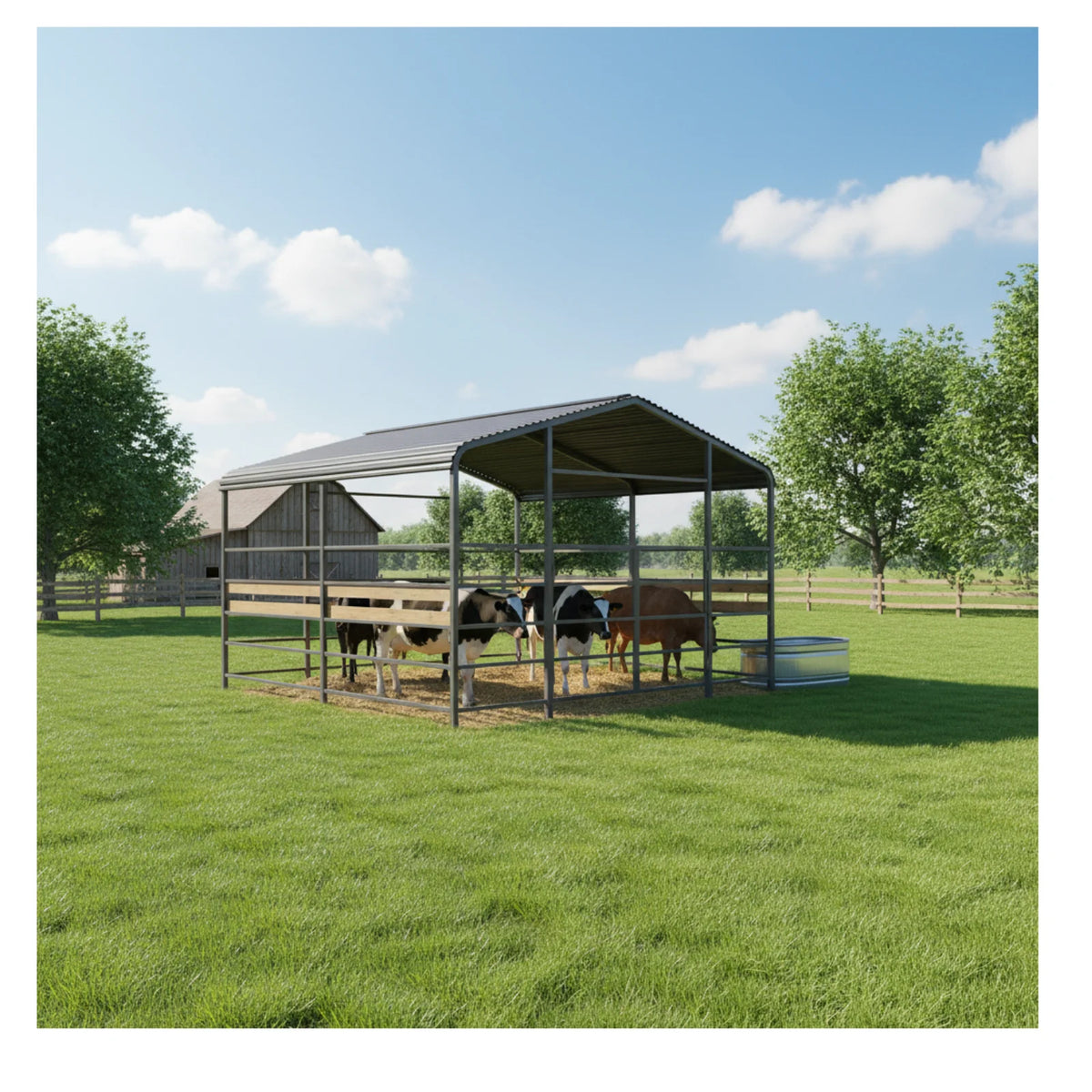 Spacious 13 X 13FT Heavy-duty Metal Livestock Shelter - Whiskersnwigglesshop