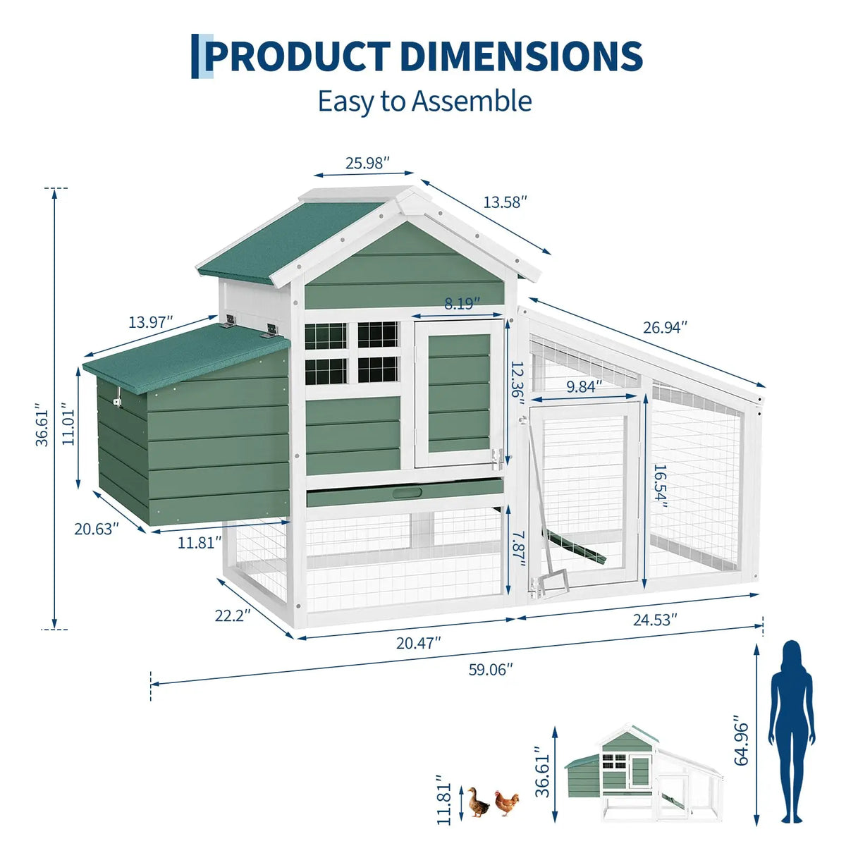 Wooden Chicken Coop With Nesting Box Outdoor Hen House