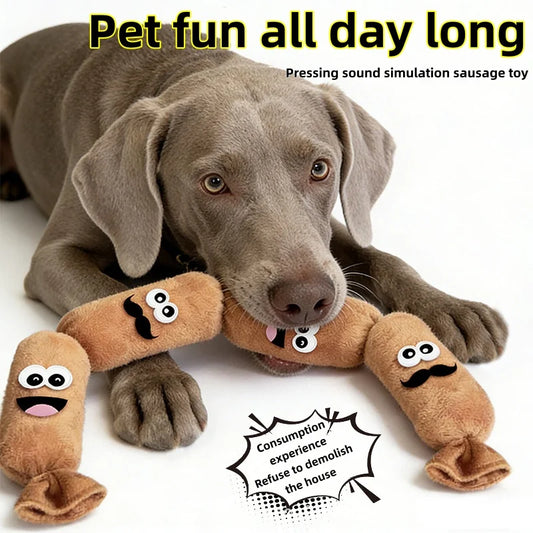 Sausage Shaped Squeaky Plush Dog Toy