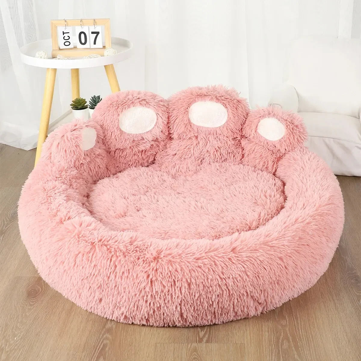 Soft Bear‑Paw Shaped Pet Bed With Non‑Slip Sleeping Cushion