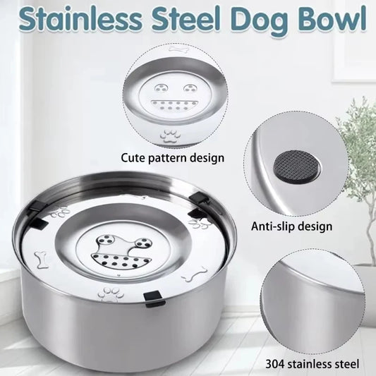 Big Capacity Stainless Steel Dog Floating Bowl/No Spill Anti-Splash Dog Water Dispenser