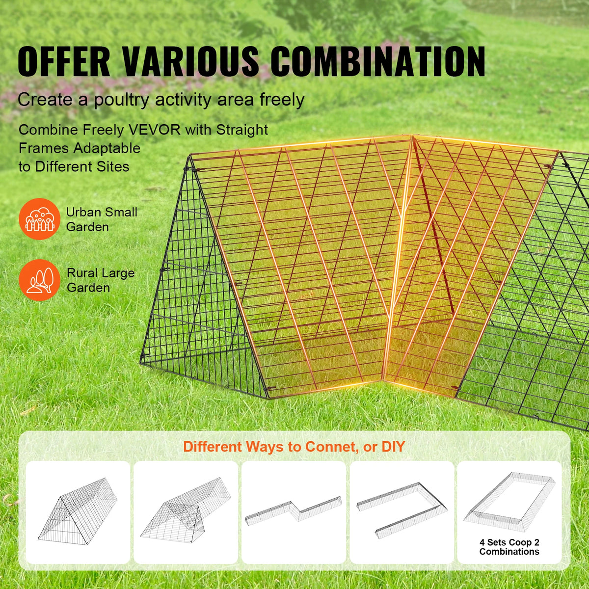 SucceBuy Portable Chicken Tunnels 157.5 x 39.4 x 24.2 in(LxWxH)