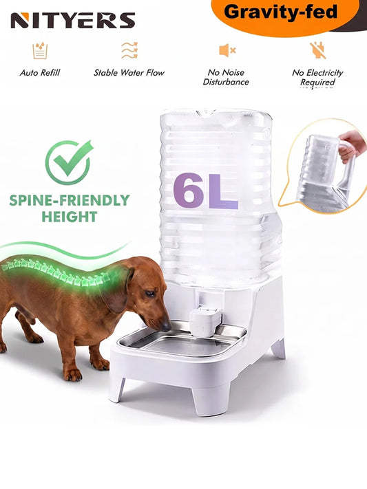 6L Gravity Pet Water Dispenser Large Capacity Automatic Dog Water Bowl