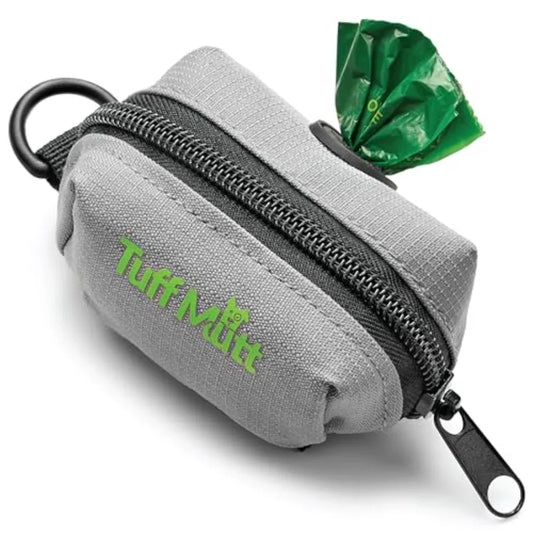 Dog Poop Bag Holder with Velcro Attachment - Durable Fabric Poop Bag Dispenser for Leashes - Includes Starter Roll for Easy Cle