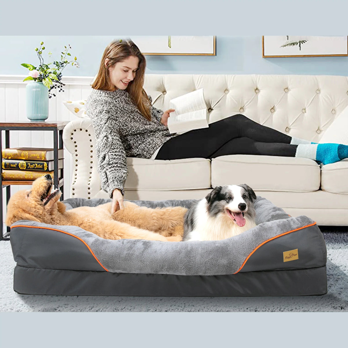 Large Soft Comfortable Dog Bed With Removable Warm Fleece and Washable Cover