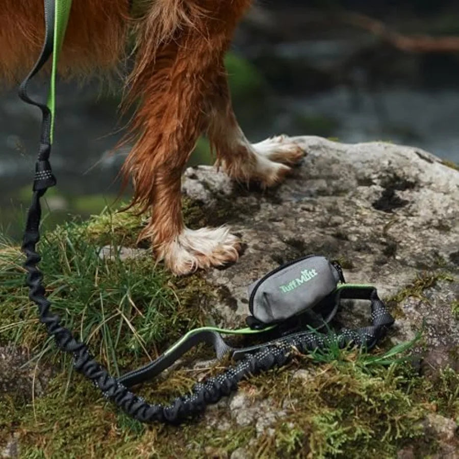 Dog Poop Bag Holder with Velcro Attachment - Durable Fabric Poop Bag Dispenser for Leashes - Includes Starter Roll for Easy Cle