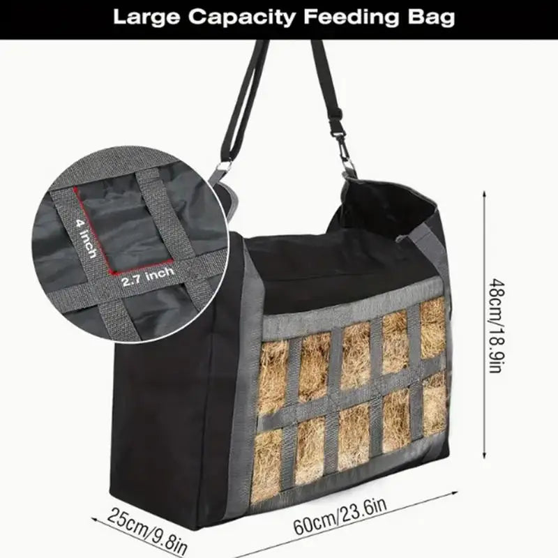 Horse Hay Bag Strong Load Bearing Hangable Horse Feeder Water Resistant Hay Storage Container Slow Feed Hay Bag