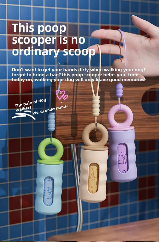 Cute Dog Poop Bag Dispenser with 4 Rolls Dog Waste Bags