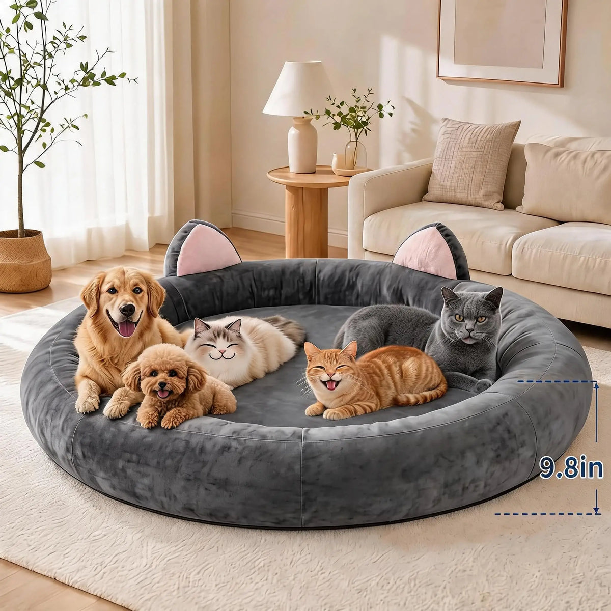 XXL Orthopedic Memory Foam Dog Bed 70x70x9.8in For Large Senior Dog, Waterproof Liner, Washable Cover, and Non-Slip Base