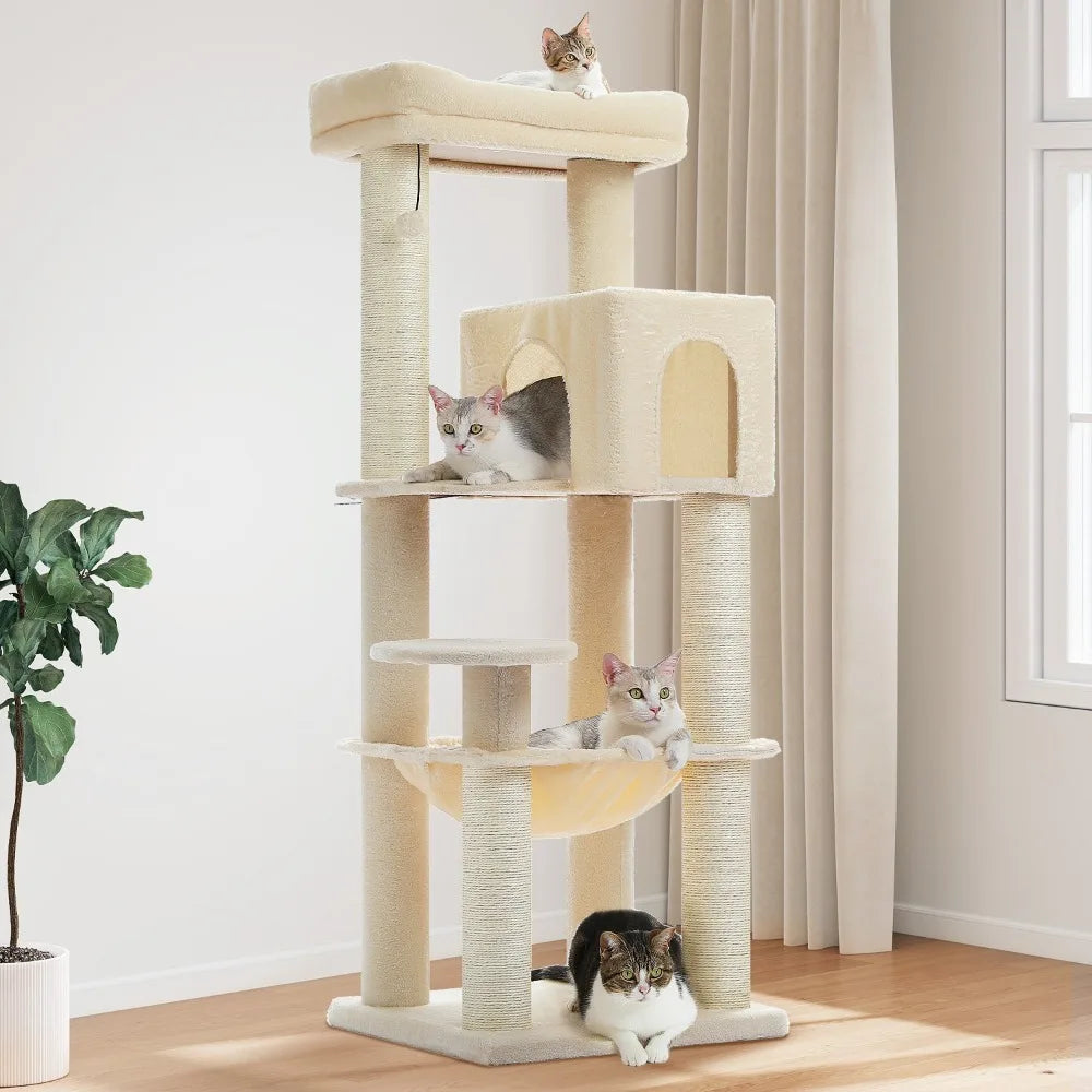 XL Large Cat Tree Tower with Thick Scratching Posts & Toy