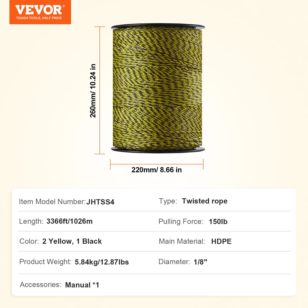 VEVOR Electric Fence Wire 1000Ft/3366Ft Polywire for Reliable Conductivity - Whiskersnwigglesshop
