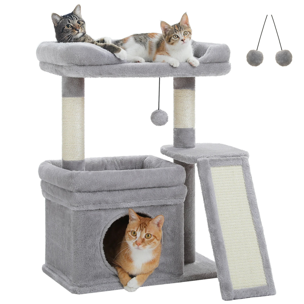 Small Cat Tree Tower with Sisal Scratching Post and Pad for Indoor Cat