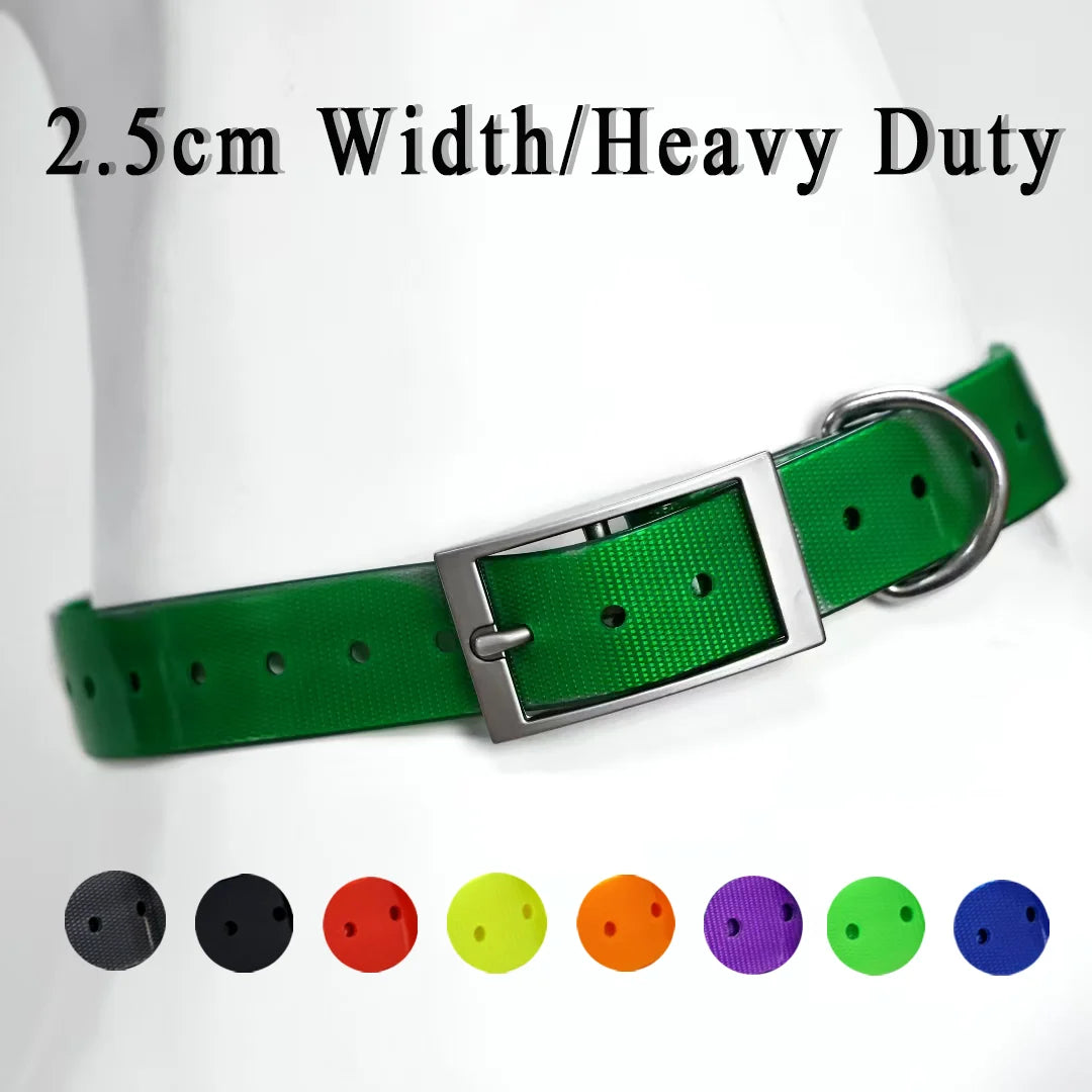 2.5cm Wide Heavy Duty TPU Waterproof Dog Collar in 8 Colors