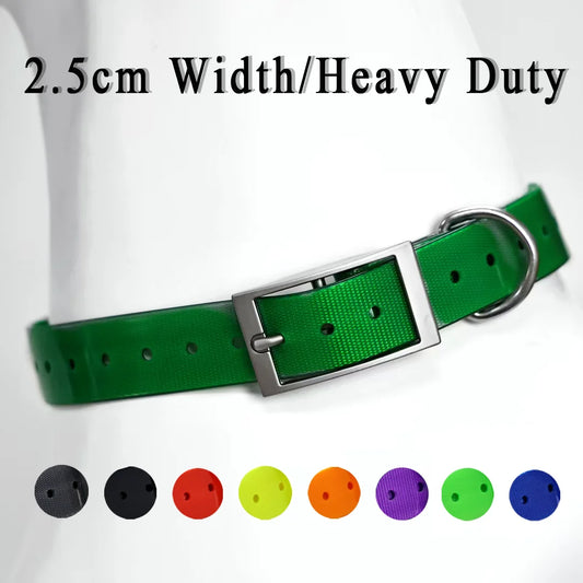 2.5cm Wide Heavy Duty TPU Waterproof Dog Collar in 8 Colors