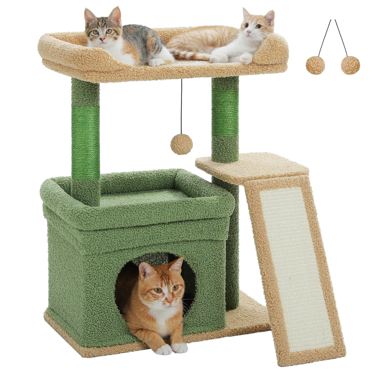 Small Cat Tree Tower with Sisal Scratching Post and Pad for Indoor Cat