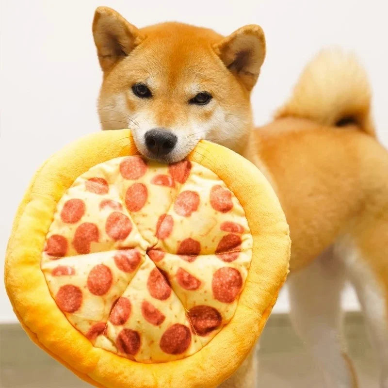 New Plush Dog Toy Doughnut Pizza Squeaky Toys