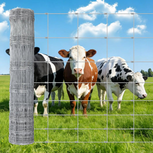 Heavy-Duty Galvanized Welded Wire Cattle Fence Roll, 14-Gauge Rust-Resistant Graduated Livestock Field Fencing - Whiskersnwigglesshop