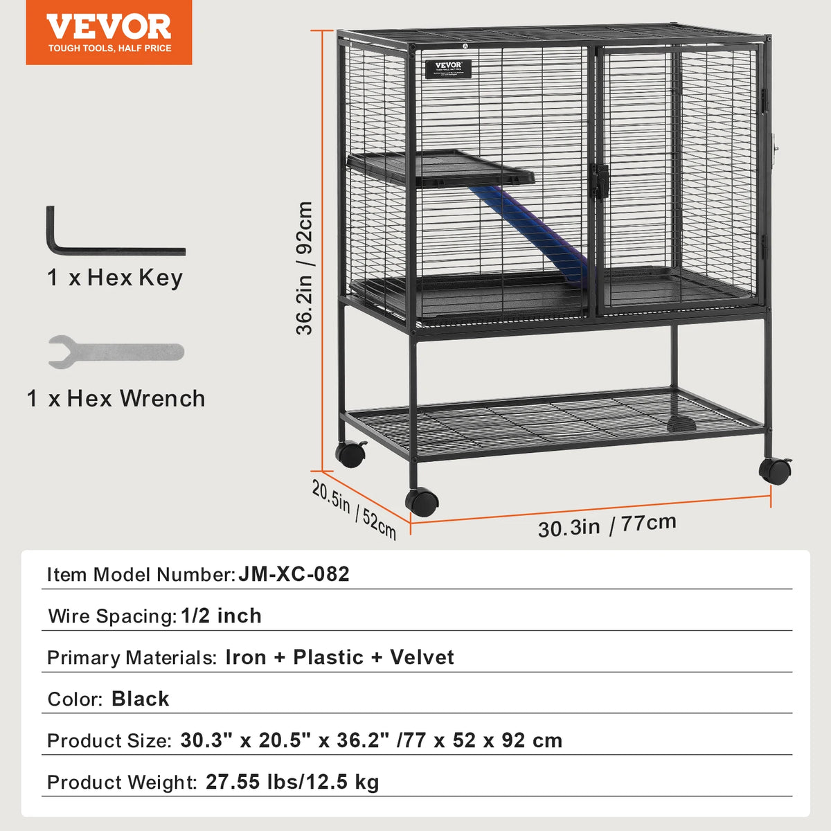 SucceBuy 64.6" Large Rolling 4-Tier Critter Nation Small Animal Cage - Whiskersnwigglesshop