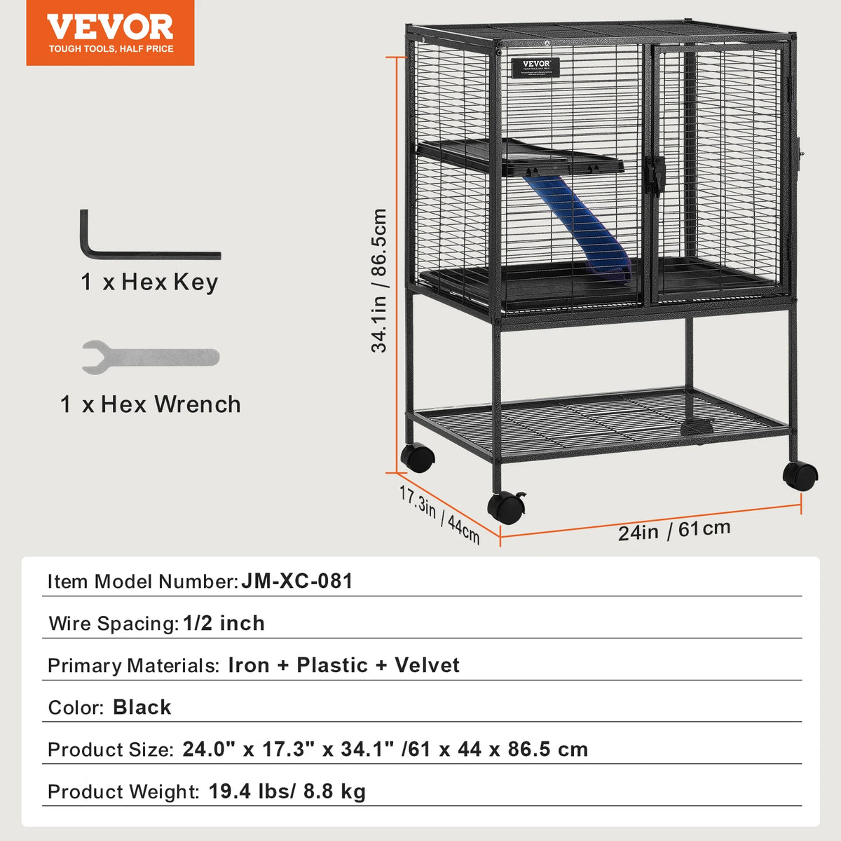 SucceBuy 64.6" Large Rolling 4-Tier Critter Nation Small Animal Cage - Whiskersnwigglesshop