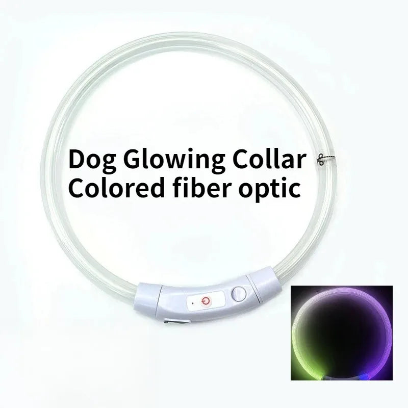 Rechargeable Fiber Optic Night Glow Dog Collar for Enhanced Visability
