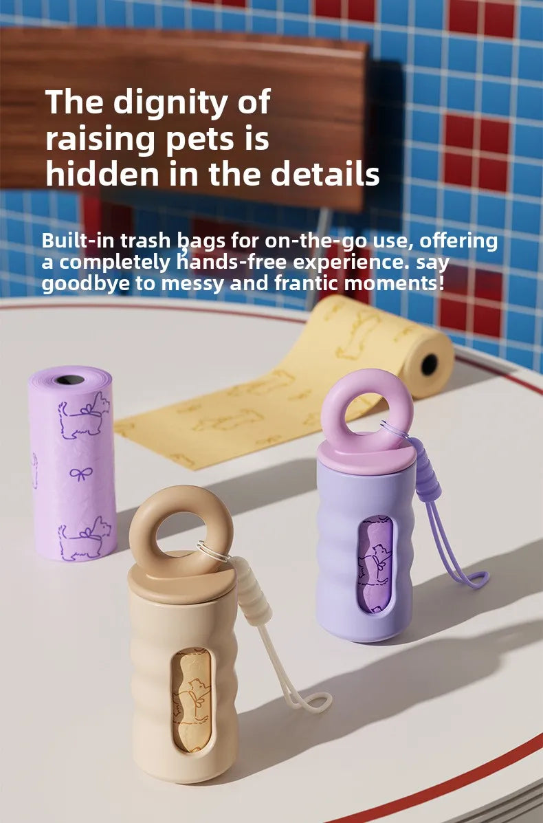 Cute Dog Poop Bag Dispenser with 4 Rolls Dog Waste Bags